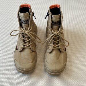 Palladium Beige Lace-Up Boots with Orange Accents